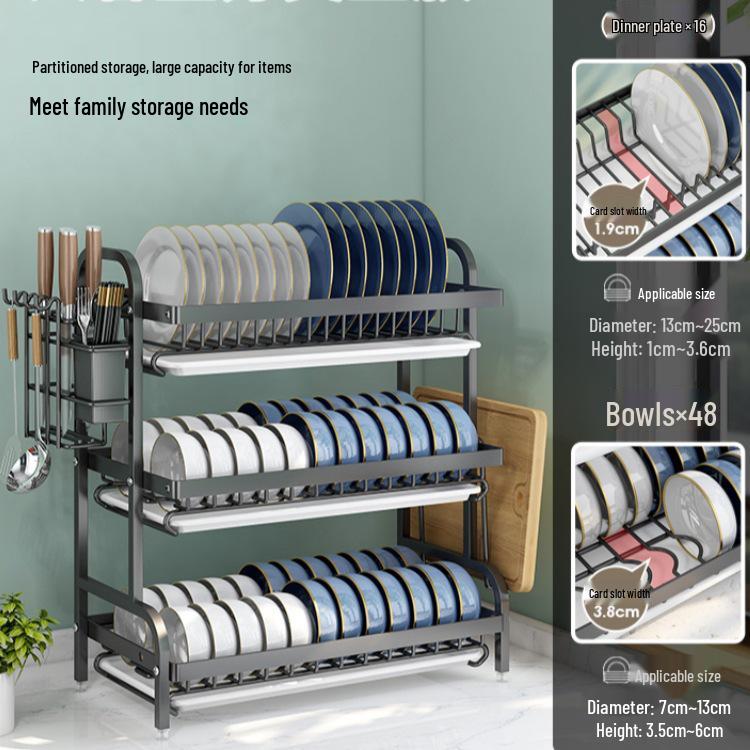 Multi-functional Kitchen Storage and Draining Rack for Bowls, Plates, Utensils, and Chopsticks