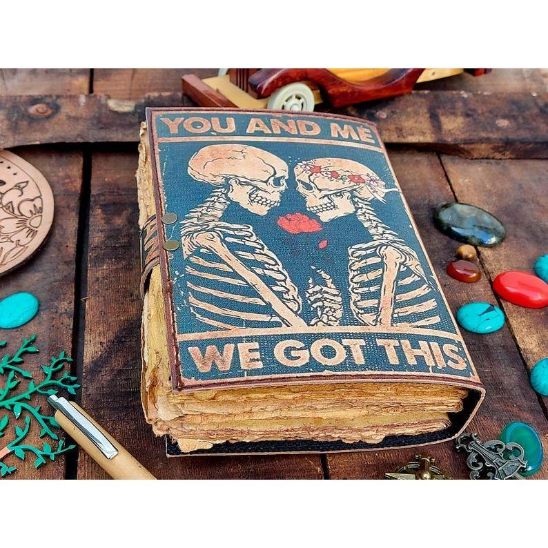 Handmade Leather Skull Lover journal Wiccan Pagan journal grimoire book of shadows For men women Traveling Sketchbook birthday gift