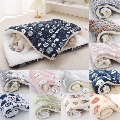 Weiche Flanell Verdickte Haustier Fleece Pad Haustier Decke Bett Matte Für Welpen Sofa Kissen Hause Teppich Halten Warme Schlaf Abdeckung