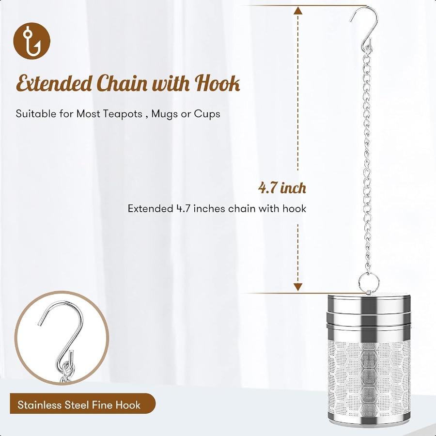 Tea Infusers for Loose Tea 2 Pack 18 8 Stainless Steel Tea Strainer Set Extra Fine Mesh Tea Steeper for Brew Tea Spices and Sea