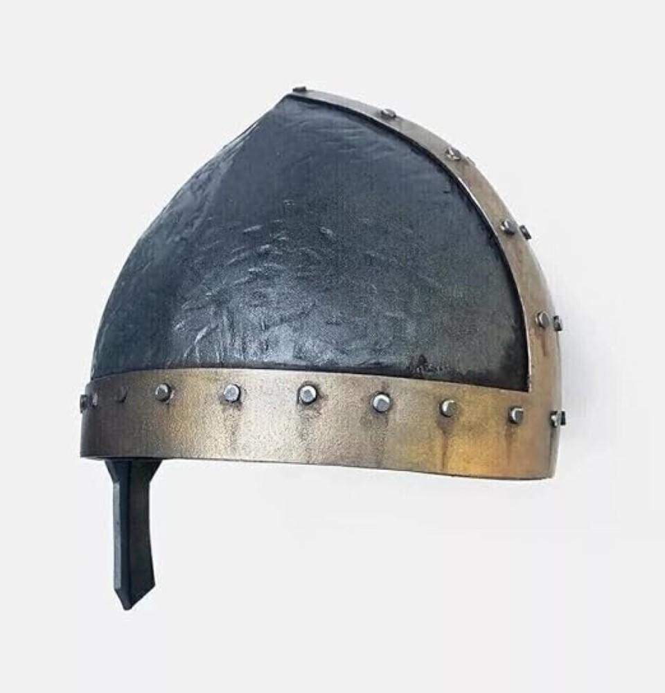 Casco Normano de Acero de Calibre 18 Medieval Armadura Vikinga