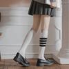 2021 Autumn/Winter Women's Slim Long Tube Knee Socks - Japanese College Style with Four-Bar Design