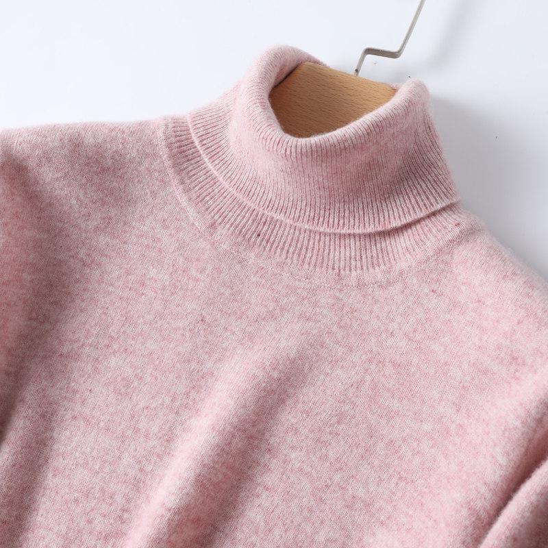 Women's 2026 Cashmere Knit High Neck Sweater - Autumn/Winter Short Top