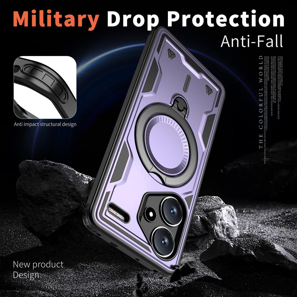 For Xiaomi Redmi Note 13 Pro+ 5G Deksel Kompatibelt med MagSafe Militær Beskyttelse PC+TPU Støtteben Telefondeksel