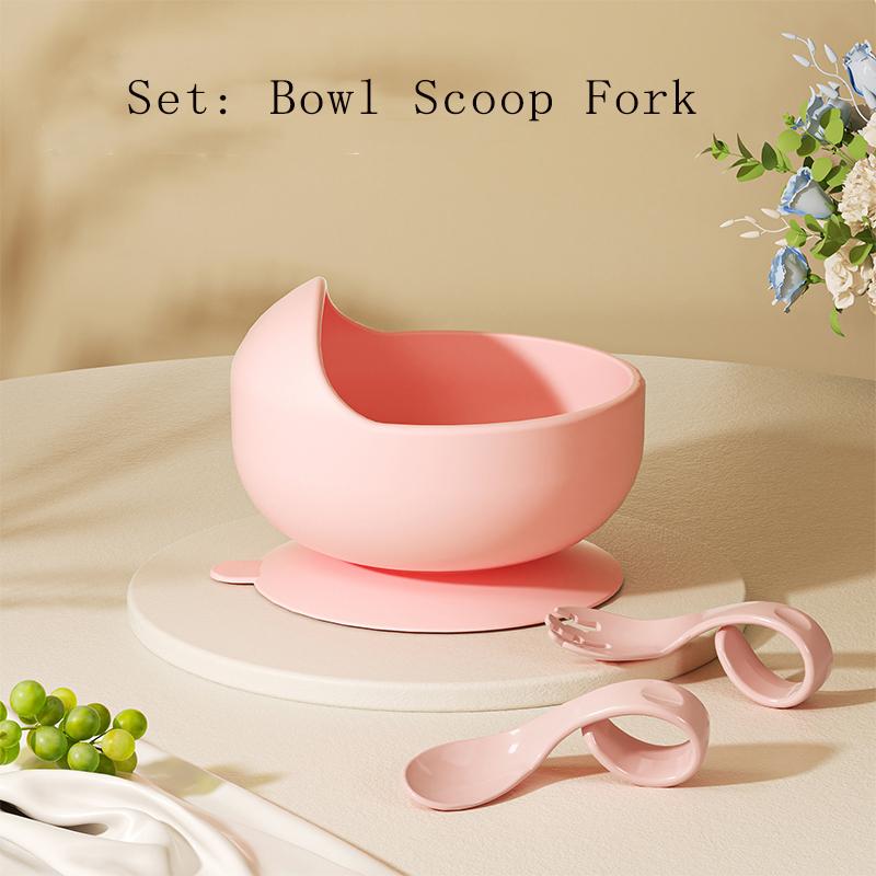 Baby's Complementary Food Bowl Silicone Shatter-resistant Children Tableware Integrated Suction Cup Feed Oneself Training Tool