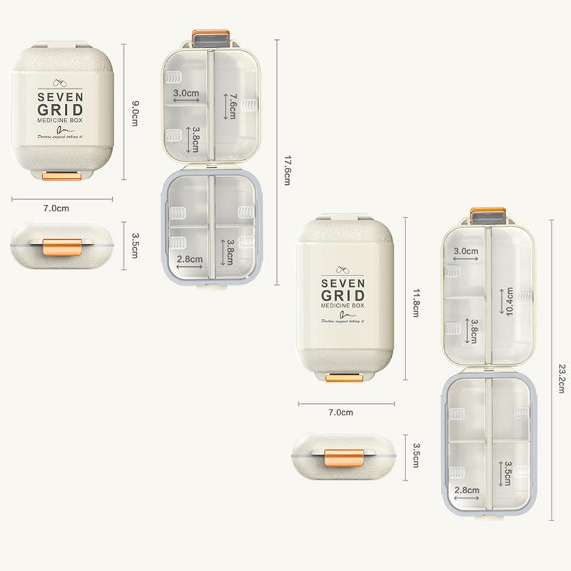 Tragbare kleine Medikamentenbox Feuchtigkeitsgeschützt Versiegelt Klappdeckel-Design Wasserdichtes Design Vitamin- und Medikamentenaufbewahrungsbox