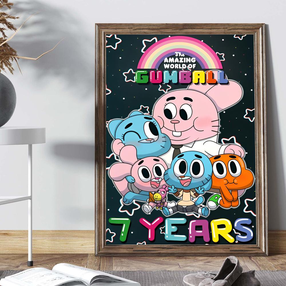 Uimitorul Amuzant W-world Of Gumball Poster Postere Anime Lipicioase Calitate HD Artă de Perete Postere Retro pentru Casă Decor Cameră Kawaii