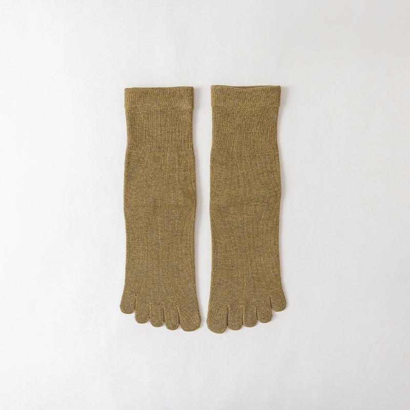 Unisex All-Season Cotton Split-Toe Five-Finger Socks - Breathable, Solid Color, Mid-Tube for Sports and Leisure.