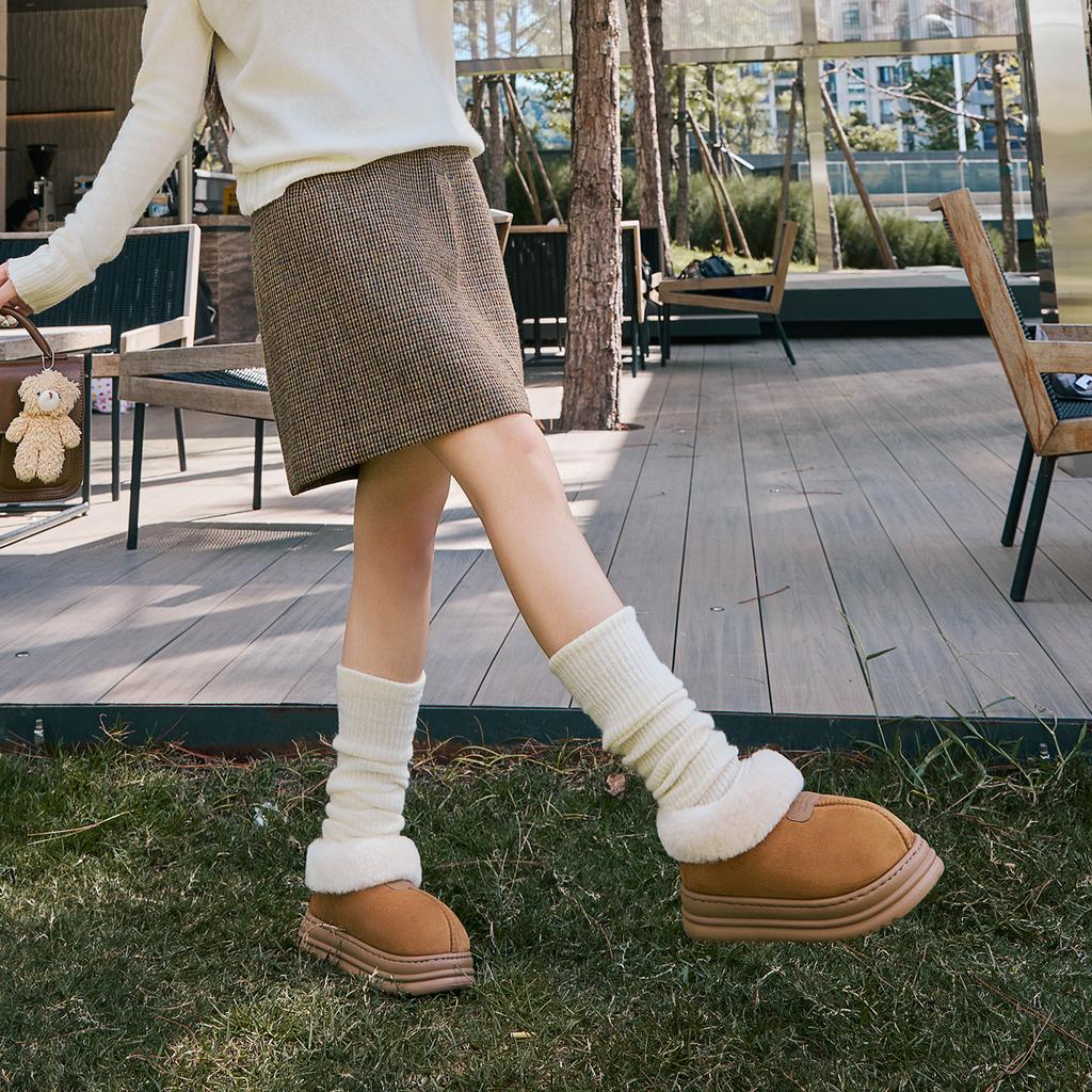 Winter Women Boots Plush Warm Thick Bottom Boots Breathable Soft Non-slip Cotton Slippers