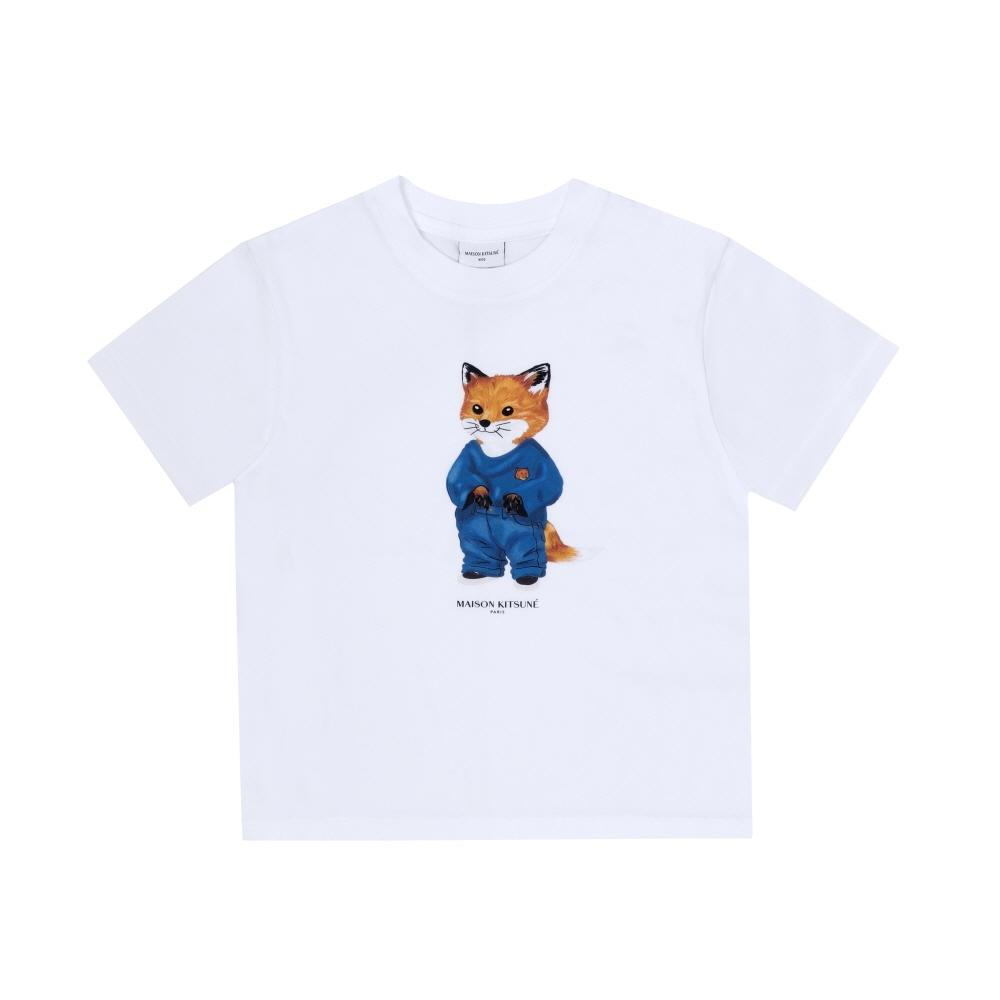 Maison KiTsune Kids ShorT Sleeve T shirT Kiddy Fox prinT mqujT01kjbiT2 MQUJT01KJBIT2 P100 (6A)