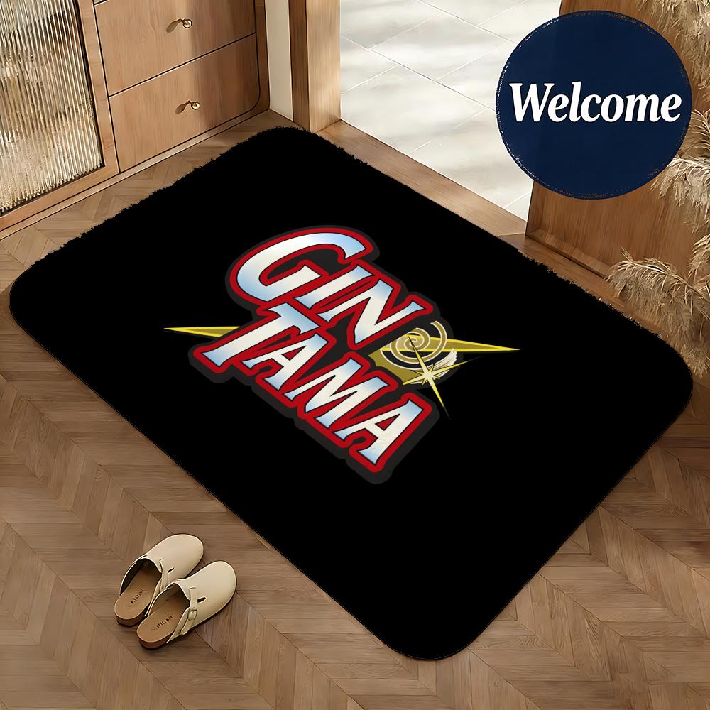Soft Flannel Floor Mat Anime Gin Tama Floor Mat Non-Slip Absorbent Doormat Bathroom Bedroom Home Decor Rug