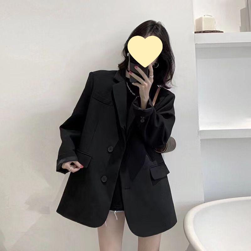 

Женский пиджак-блейзер премиум-класса черного цвета для миниатюрных – Весна/Осень 2025, повседневный костюм в корейском стиле S (recommended for 40-45kg) чёрный