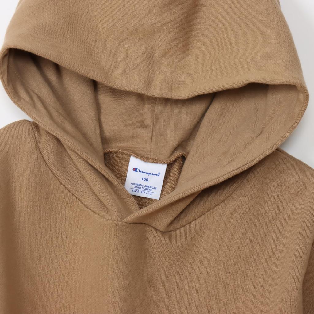 Champion Long Sleeve Hooded Fleece Script Mocha Kids' Sweatshirt, 100% Cotton, Lining, Logo, Basic, CK-A101,