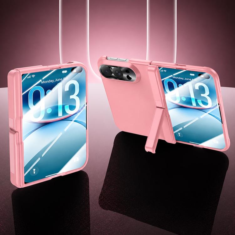 Spray Coated Spring Hinge Case With Hidden Holder & Integrated Screen Film For iPhone Duo