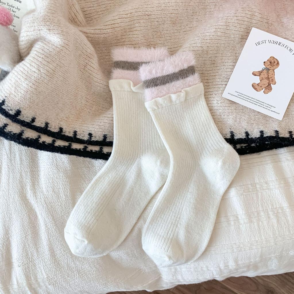Ladies Autumn Winter Thickened Warm Gentle Wool Medium Tube Stack Socks