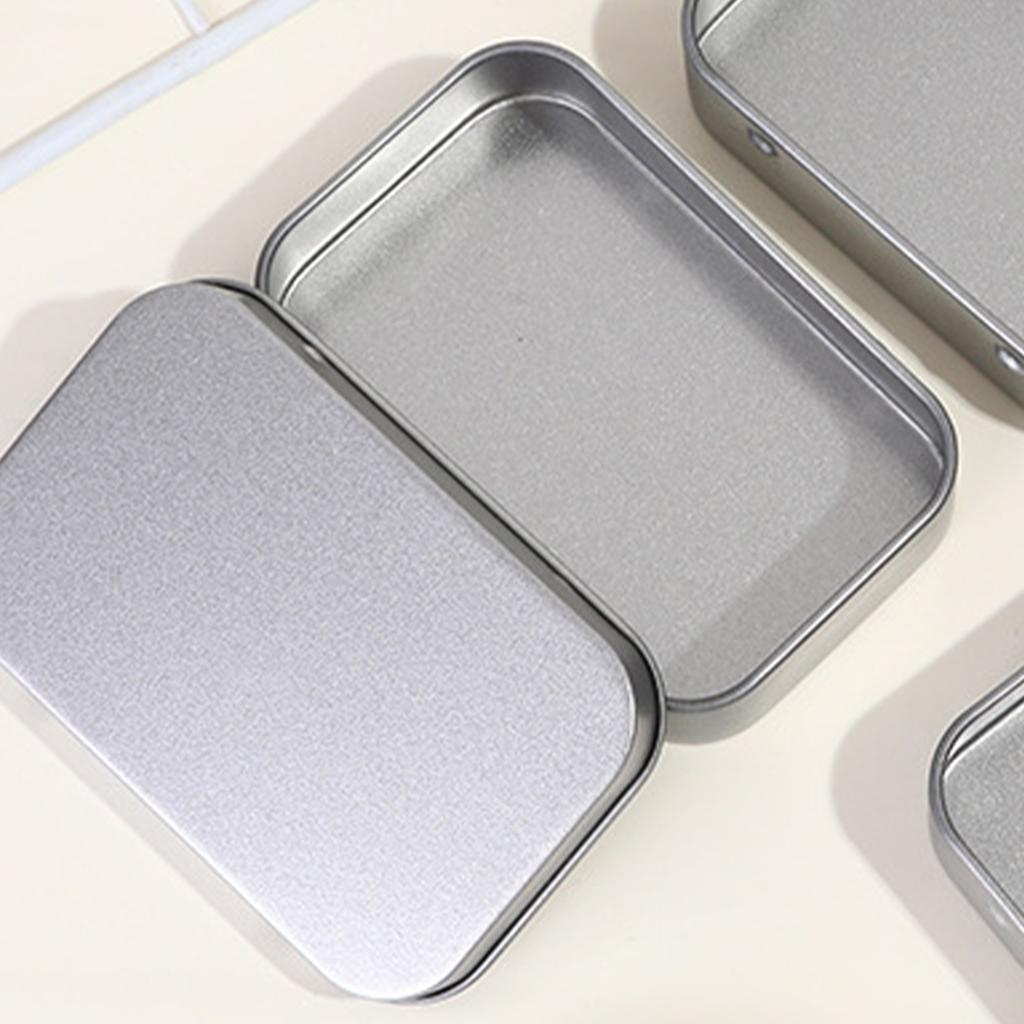 10PCS Metal Empty Hinged Tins Box Silvery Metal Hardware Iron Box with Lids for Keychains USB Flash Drive Small Items