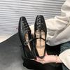 Women Shoes 2025 Summer New Fashion Hollow Weave Mary Jane Shoe Vintage Breathable Soft Sole Buckle Strap Women Square Toe Flats