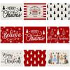 Christmas Print Cotton Linen Placemat – Heat-Resistant, Waterproof Table Decoration for Dining Room