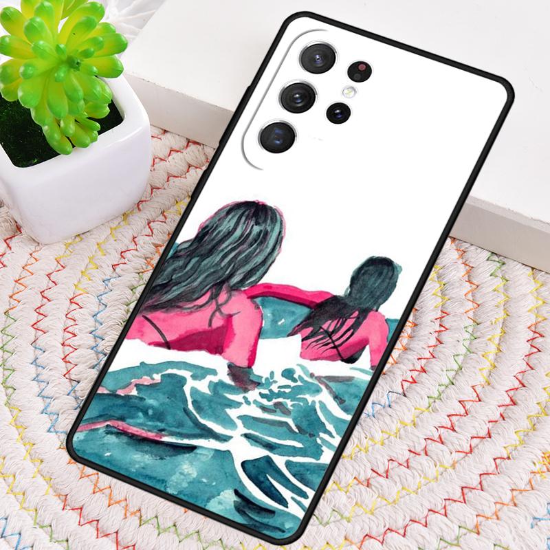 

Surfboard Surfing Surf Girl TPU Phone Case For Samsung Galaxy note 10 pro S26 S25 S24 S23 S22 Ultra Plus S21 FE S20 Cover Galaxy S24 FE