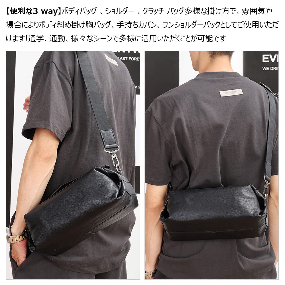 Tanned Natural Cowhide Leather Second Bag for Men Crossbody Chest Shoulder Bag with Shoulder Strap Genuine Leather Suitable for Formal and Ceremonial
