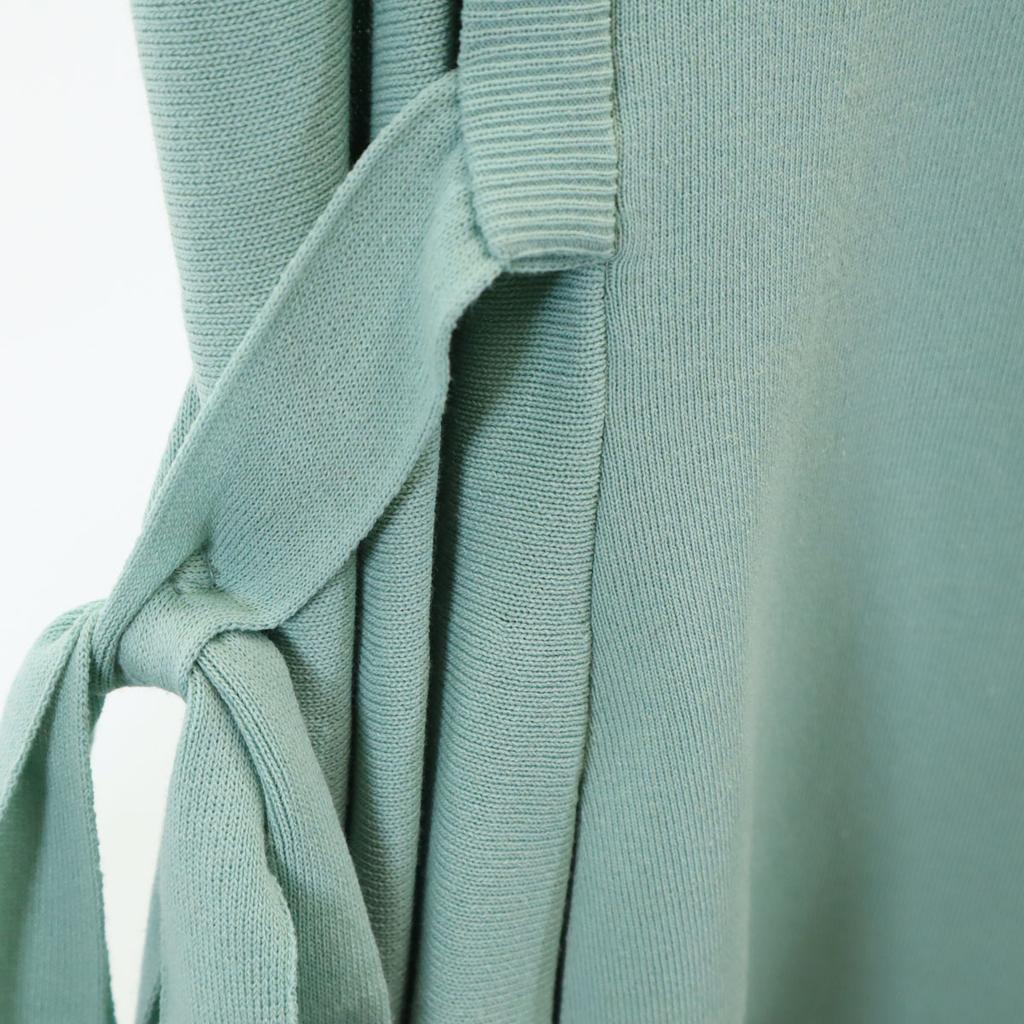 FOXEY Made In Japan No Sleeve V-neck Side Ribbon Knit Knee-length Dress Women Used