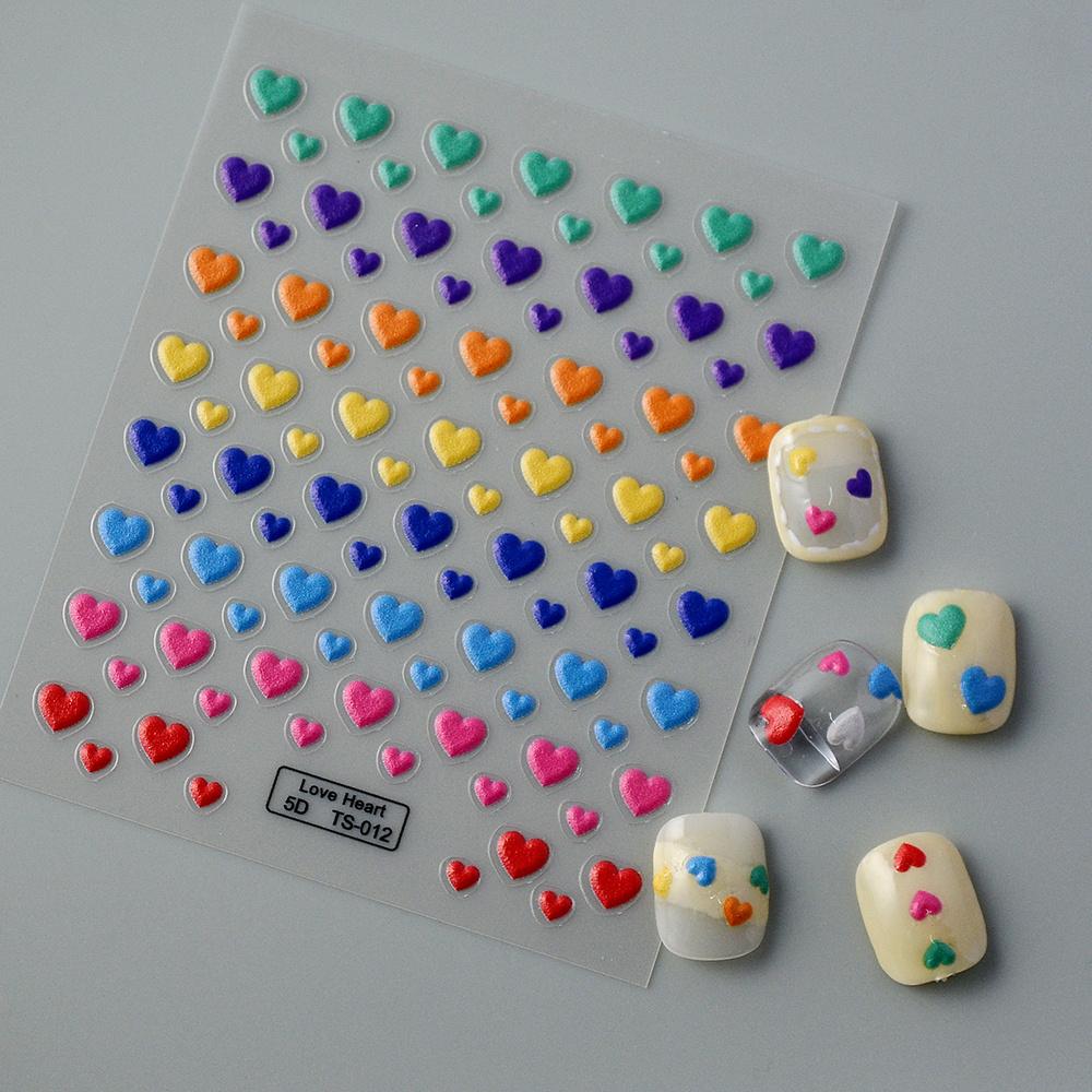 

Красочные 3D наклейки для ногтей со звездами любви-тисненые наклейки для ногтей для художественного украшения маникюра