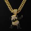 3D Iced Dancing Panda Cartoon Cuban Chain 14K Gold Plated Crystal Rhinestone Cute Animal Unisex Hip Hop Statement Jewelry