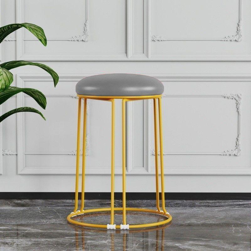 Sturdy Steel Frame Upholstered Round Stool - Soft, Simple Design for Dining or Kitchen Storage.