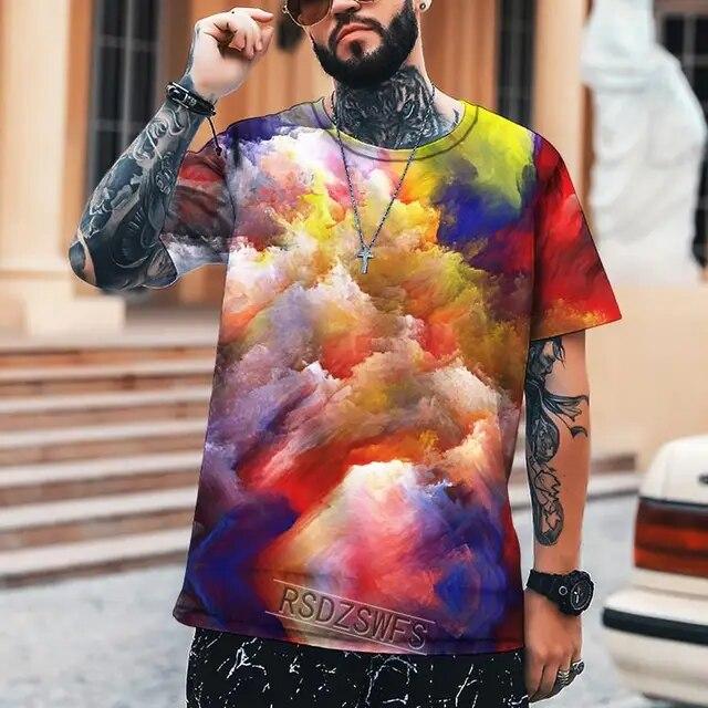 Letní pánské tričko Umění různých rozměrů 3D tisk Pánské topy Humorné Abstraktní Vtipné Šití Vysoká kvalita