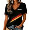 Women's V Neck Short Sleeve T Shirt Soccer Themed Graphic Print Germany Football Inspired Casual Tee for Everyday Wear