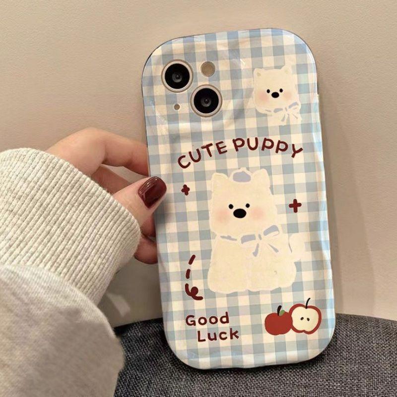 Cute Puppy Pattern Wave Phone Case for IPhone 15 14 16 13 12 11 Pro Max 15 14 16 Plus IPhone 15 16 Pro Shockproof Phone Case