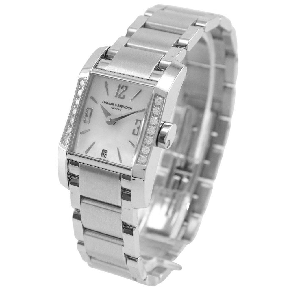 baume & mercier Diamant Watches Diamond Bezel Silver White shellDial Stainless Steel Quartz Analog Display Women Used