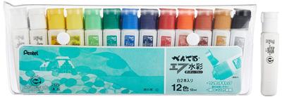 Pentel Aquarell 12 Poly Enthält 1 Kostenlose Flasche Weiße Farbe Farben, Farbtuben,