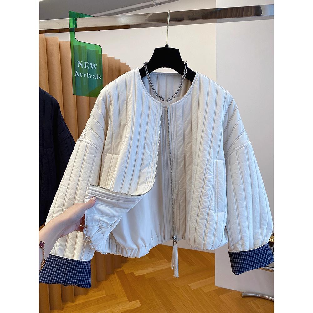 2025 Spring/Autumn Korean Chic Plus Size Quilted Loose Cotton Jacket for Women