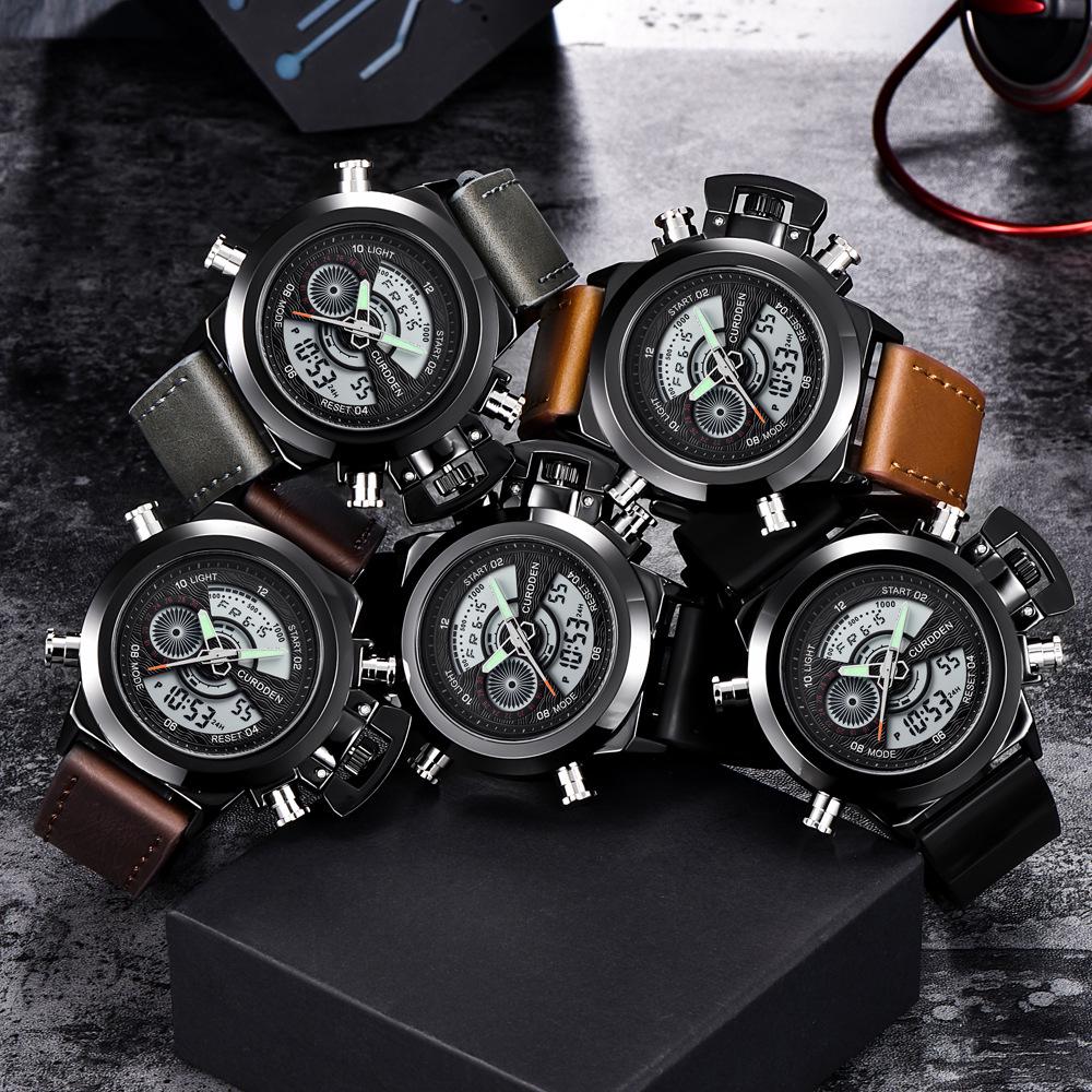 New Men's Multifunctional Dual Display Sport Watch with Stainless Steel Strap
