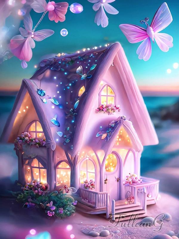Diy 5D Diamant Pictură Vanzare Beach View House Full Square Round Drill Broderie cu strass Fantasy Cottage Mozaic Kit cusaturi de cruce Decor de perete AA4649