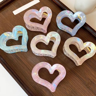 Hair Claw Anti-slip Teeth Hollow Heart Design Hair Clip Medium Size Back Head Shark Hair Claw Strong Grip Hair Accessory