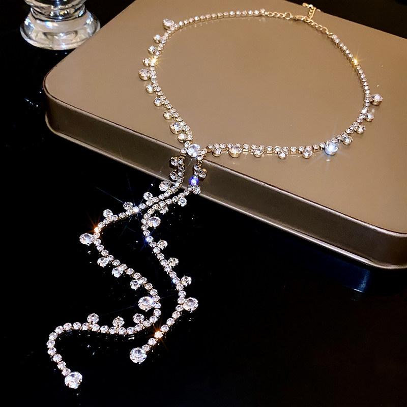 Elegant Rhinestone Tassel Necklace - Exquisite Light Luxury Fashion