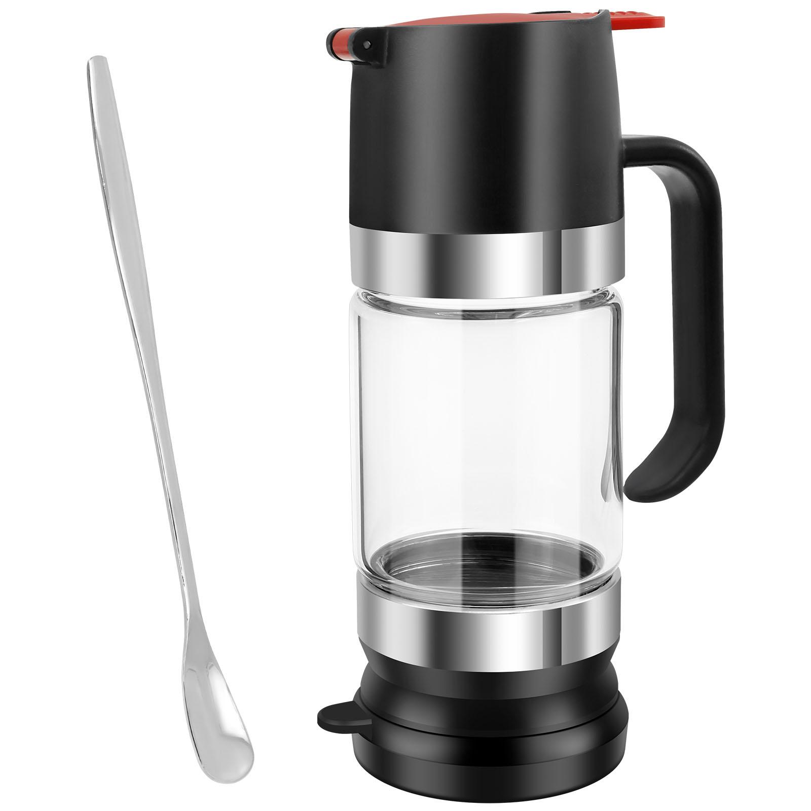 Honey Dispenser Pot Easy Refill Glass Honey Dispenser Pot No Drip Syrup Dispenser Jar Oil Bottle Sauce Kettle Kitchen Gadgets