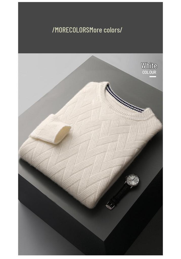 Men's 2023 Autumn/Winter Loose Wool Knit Cashmere Sweater - Thick, Warm, Casual Base Layer Sweater