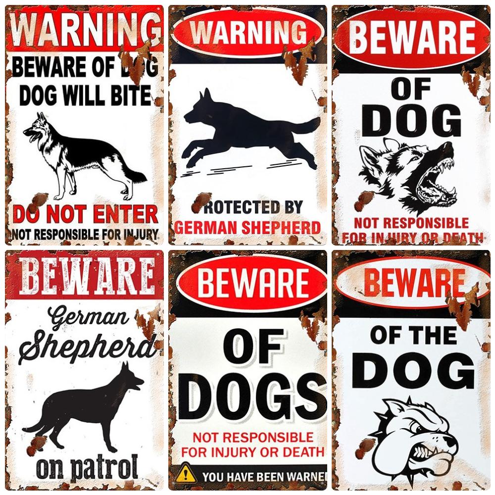 Vintage Beware of Dog, Metal Sign, Warning Danger, Protected Pit Bull Dog, No Bal, Wall Decor, Private Area Decoration, WY45