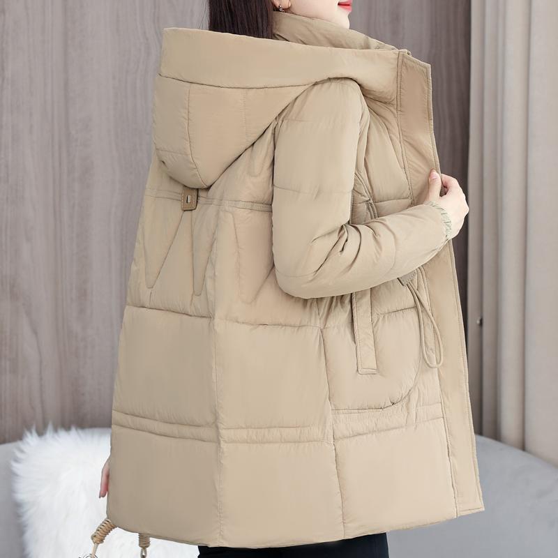 Mulher Longo Parkas Inverno Outerwears Elegante Senhora Jaqueta Com Capuz Casual Solto Grosso Quente Casacos