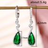 Emerald Long Ear Buckle, Twist Design Water Drop Zircon Inlay, Exquisite Banquet Earrings
