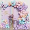 Butterfly Balloon Arch Kit Purple Silver Balloons Garland Lavender Balloons Arch Butterflies Balloon Party Decorations for Baby Shower Birthday