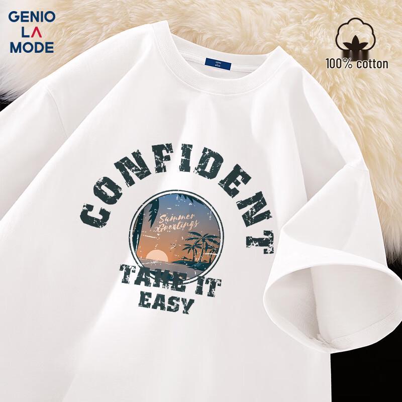 GENIOLAMODE Men s Cotton Letter Print T-Shirt M