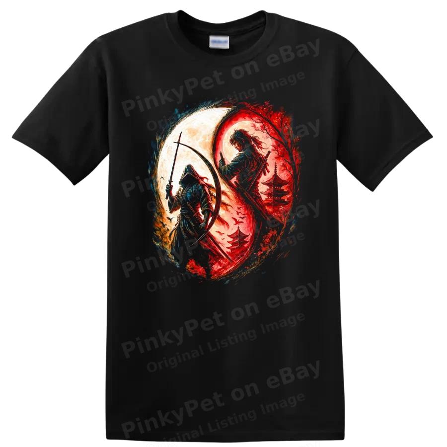 Japanese Style Samurai Ninjas Fighting T Shirt Epic Design Tee Art
