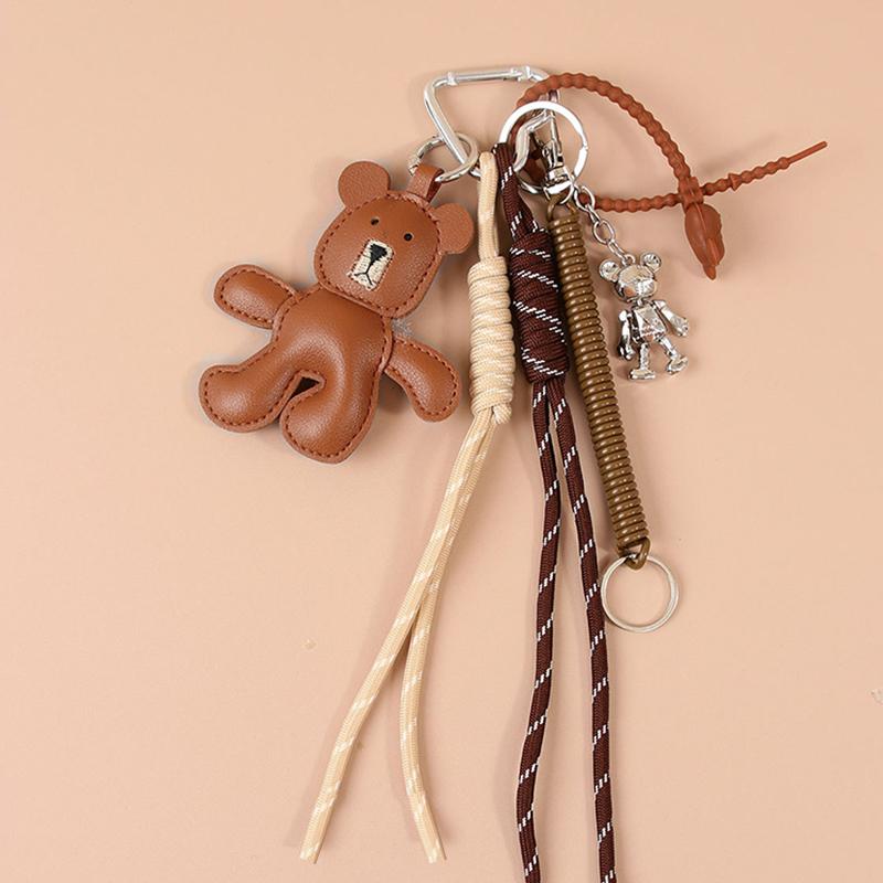 Yogodlns Faux Leather Cute Bear Mini Backpack Hanging Handbag Pendant Bag Pendant Bags Accessories