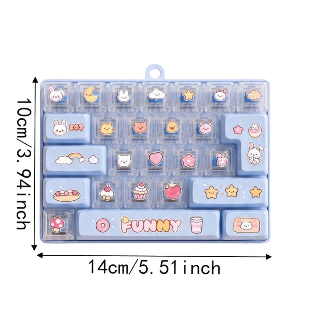 Cute Design Mini Keyboard Pendant Transparent Dual-Tone Keyboard Keychain  Desktop Decoration