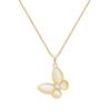 18k Gold Zircon & Diamond Necklace with Mother-of-Pearl Butterfly Pendant