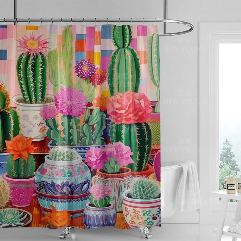 Minimalist Plant Shower Curtain, Modern Bathroom Toilet Decoration Privacy Curtain 180x180cm Waterproof Shower Curtain